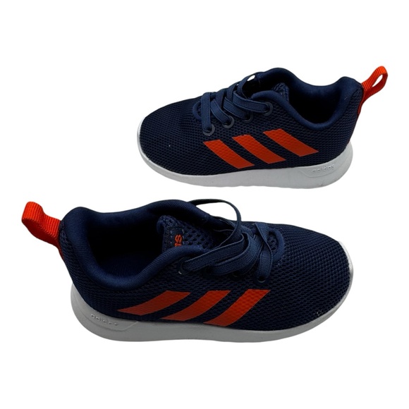 Adidas Kids Sneakers Size 5.5K Navy Blue‎ Red Stripes Mesh Running Shoes - Picture 3 of 10
